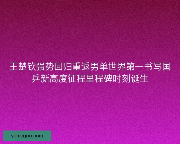 王楚钦强势回归重返男单世界第一书写国乒新高度征程里程碑时刻诞生